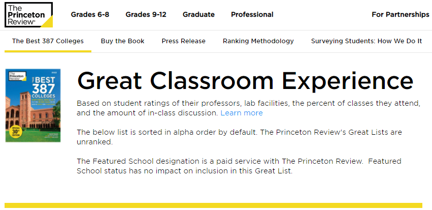 课堂体验最佳-大学排名